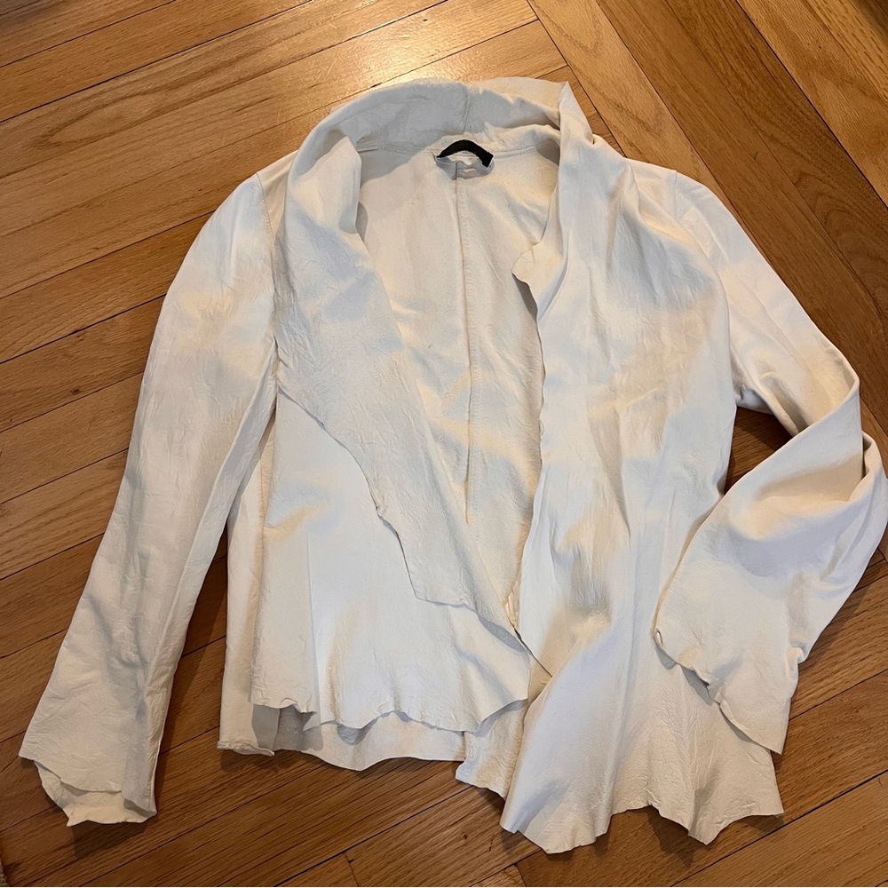 The Row Lambskin Leather Ivory Jacket
